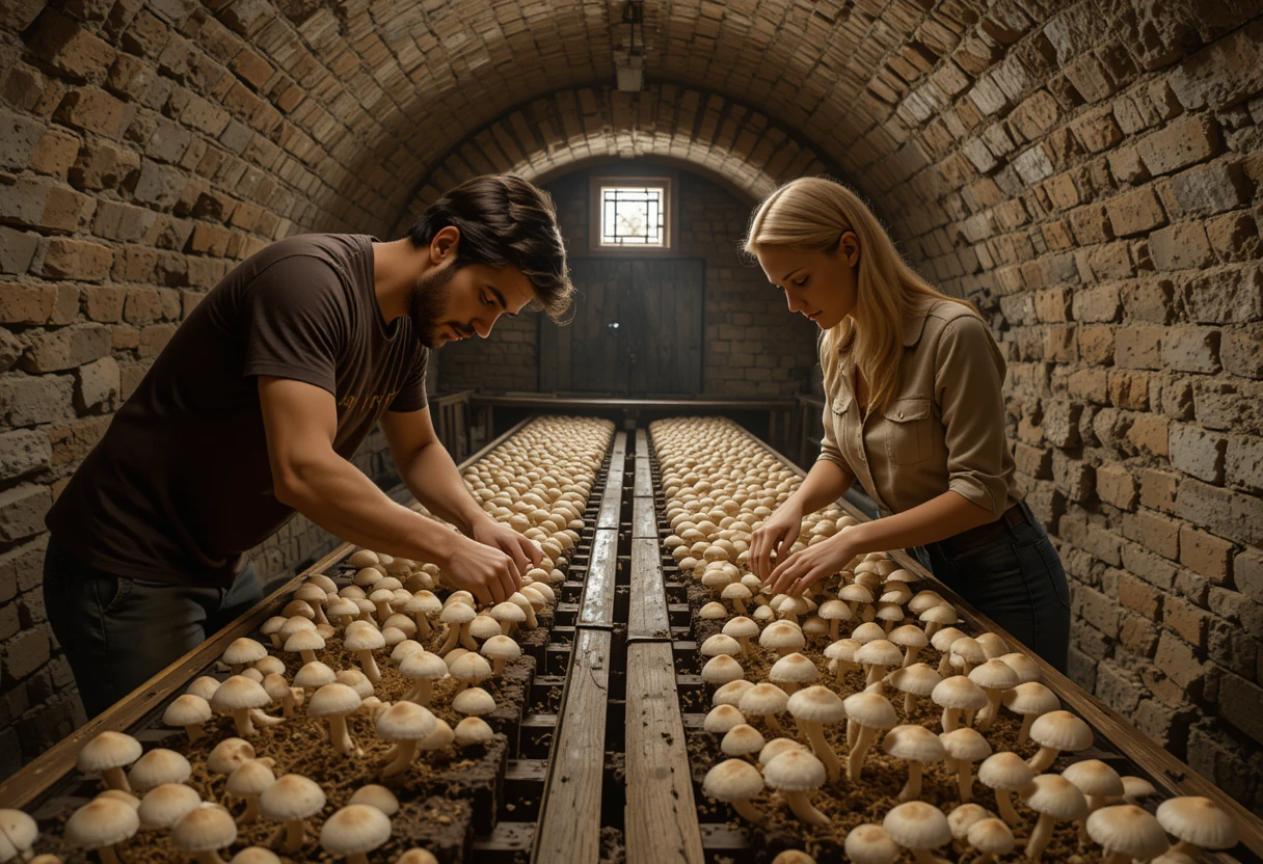 🔍 Nejvhodnější houba pro sklep bez světla: Žampion dvouvýtrusý (Agaricus bisporus)